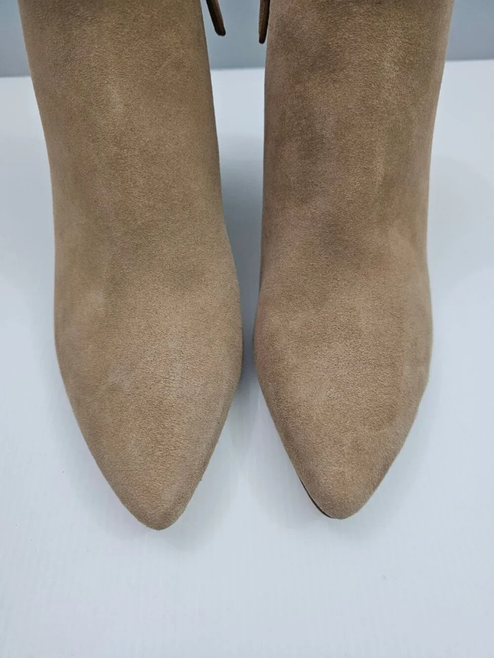 Cole Haan Elyse Ankle Boot Womens 11 Tan Suede Block Heel Pointed Toe Minimal